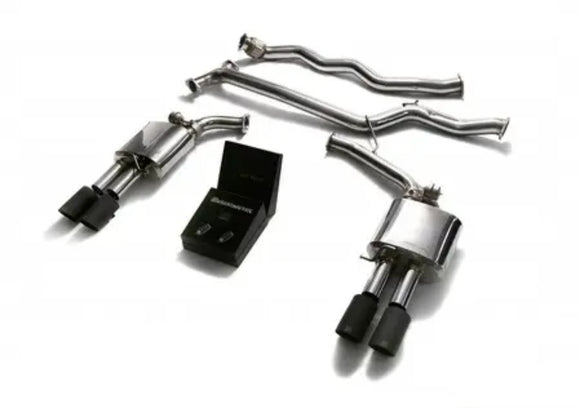 ARMYTRIX Stainless Steel Valvetronic Catback Exhaust System - Quad Matte Black 3.5